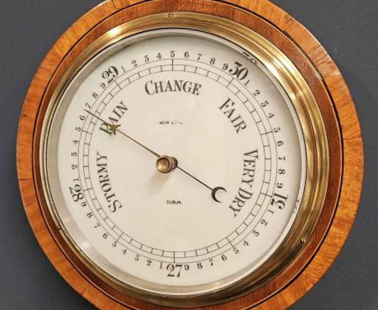 Edwardian Dublin Walnut Cased Aneroid Barometer - Image 1