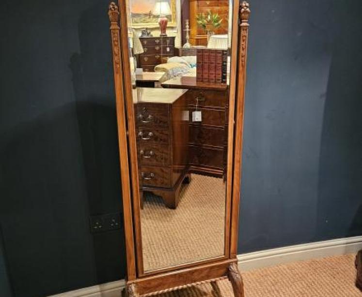 Victorian Walnut Cheval Mirror - Image 1