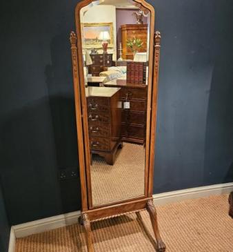 Victorian Walnut Cheval Mirror