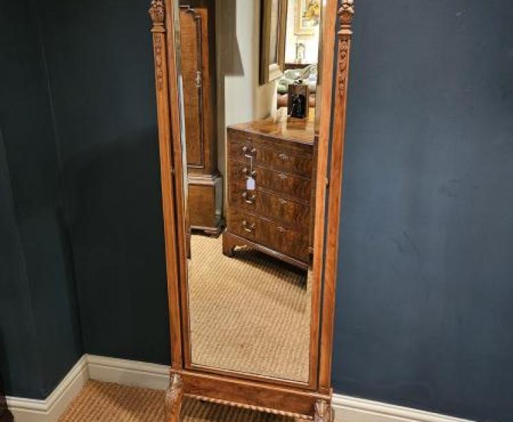 Victorian Walnut Cheval Mirror - Image 2
