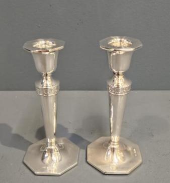 Pair of George V Silver Candlesticks 
