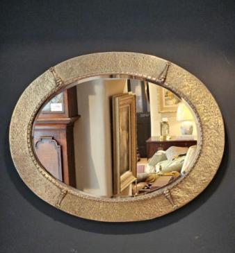 Arts and Crafts Brass Framed Mirror