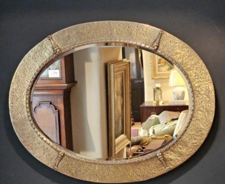 Arts and Crafts Brass Framed Mirror - Image 1