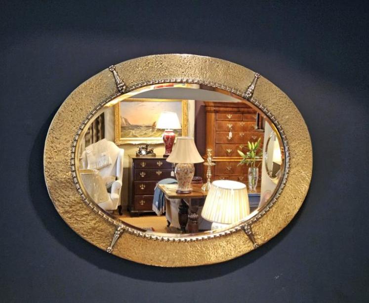 Arts and Crafts Brass Framed Mirror - Image 3