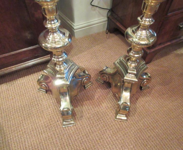 Top Quality Pair of Victorian Cast Brass Church Candlesticks - Image 2