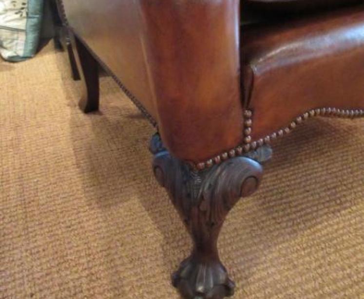 Fantastic Pair of 19th Century Leather Wing Armchairs - Image 5
