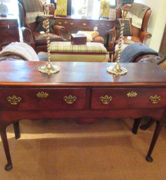 Small George III Period Oak Two Drawer Dresser