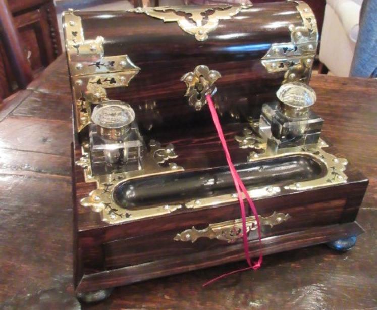 Superb Early Victorian Coromandel Pen & Inkstand - Image 1