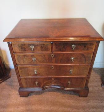 Small George I Period Walnut Inlaid Sunburst Chest