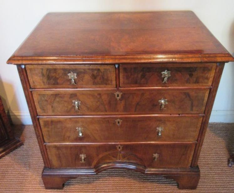 Small George I Period Walnut Inlaid Sunburst Chest - Image 1