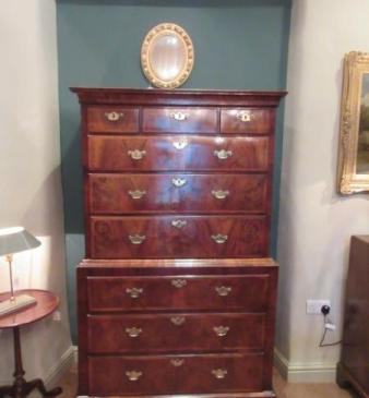 Superb George II Period Figured Walnut Chest on Chest