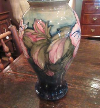 Rare Moorcroft Pink Hibiscus Baluster Shaped Vase