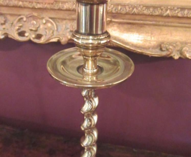 Tall Pair of Mid Victorian Brass Church Candlesticks - Image 2