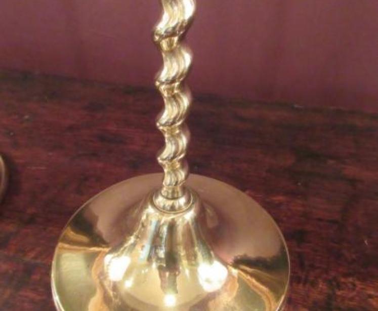 Tall Pair of Mid Victorian Brass Church Candlesticks - Image 3
