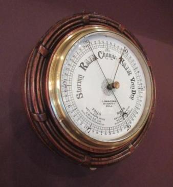 Mid Victorian Polished Oak Hull Ship's Barometer