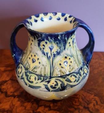 Art Nouveau McIntrye Blue & Yellow Twin Handled Vase