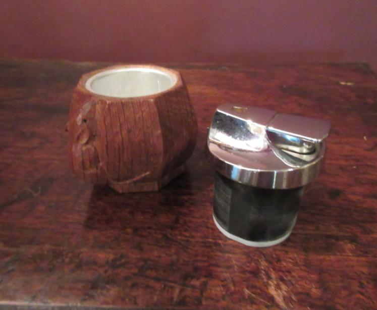 Rare Mouseman Adzed Oak Table Lighter - Image 4