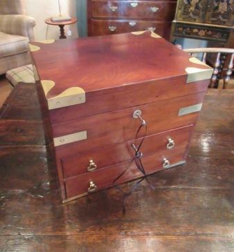 Early Victorian Mahogany Brass Bound Jewellery Box
