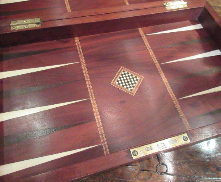 Early Victorian Flame Mahogany Backgammon Games Box - Image 3