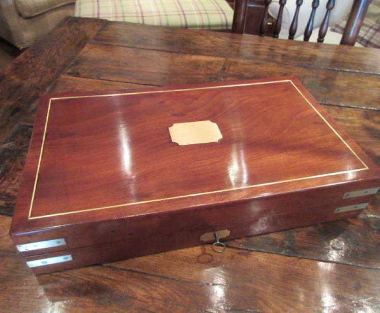 Early Victorian Flame Mahogany Backgammon Games Box - Image 5