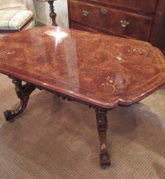 Superb Mid Victorian Burr Walnut Coffee Table