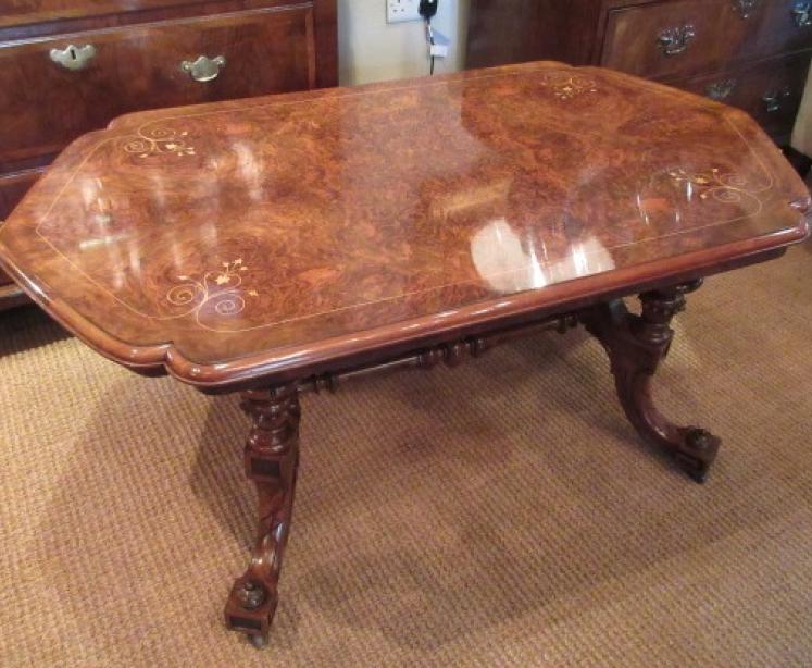 Superb Mid Victorian Burr Walnut Coffee Table - Image 5