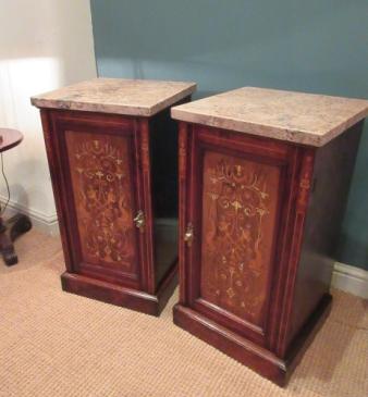 Superb Pair of Victorian Rosewood Inlaid Bedside Cabinets