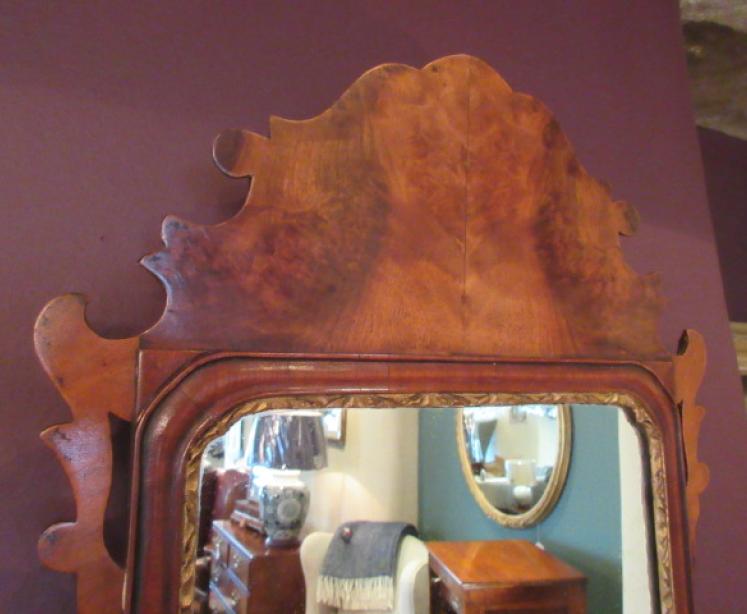 Small George III Period Figured Walnut Wall Mirror - Image 2