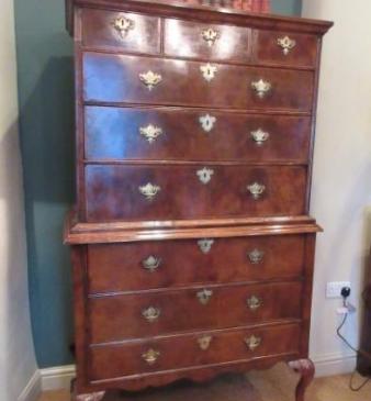 Superb George I Period Figured Walnut Chest on Stand