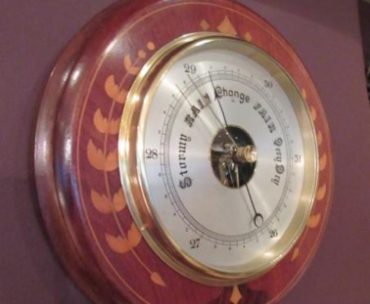 Arts & Crafts Period Fruitwood Inlaid Barometer - Image 1