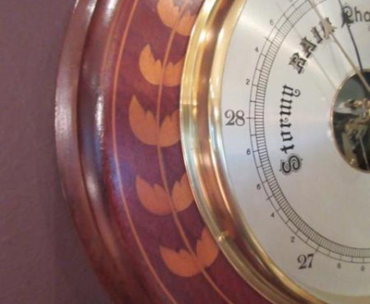 Arts & Crafts Period Fruitwood Inlaid Barometer - Image 2