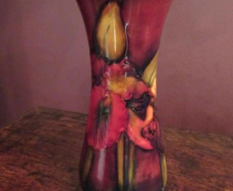 Moorcroft Slipper Orchid Flambe Glazed Vase - Image 2