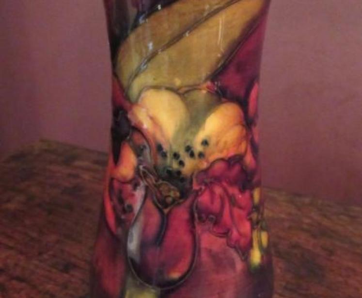 Moorcroft Slipper Orchid Flambe Glazed Vase - Image 3