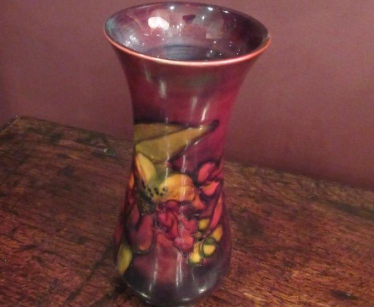 Moorcroft Slipper Orchid Flambe Glazed Vase - Image 5