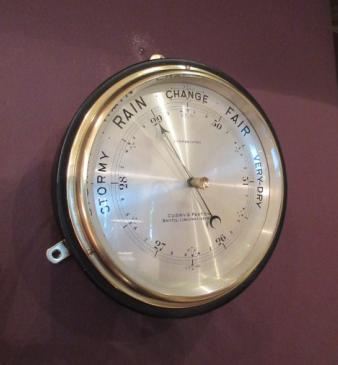 Victorian Steel & Brass  Bulkhead Marine Barometer