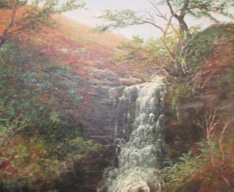 Victorian William Mellor 'Waterfall Landscape' Oil on Canvas - Image 2