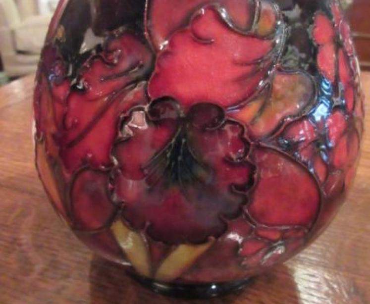 Moorcroft Slipper Orchid Flambe Glazed Vase - Image 3