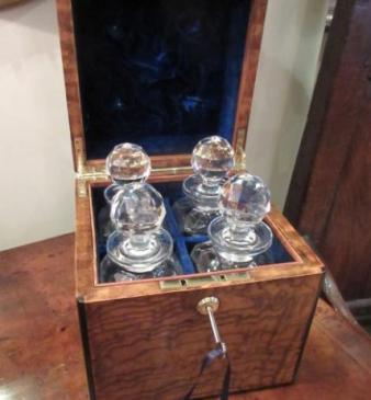 Superb Mid Victorian Satin Ash Tantalus Box