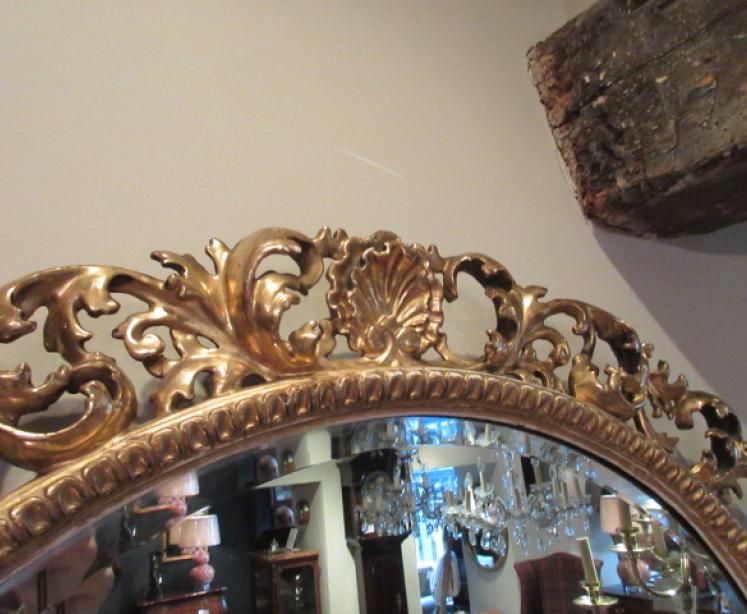 Superb Mid Victorian Oval Plaster Gilt Wall Mirror - Image 2