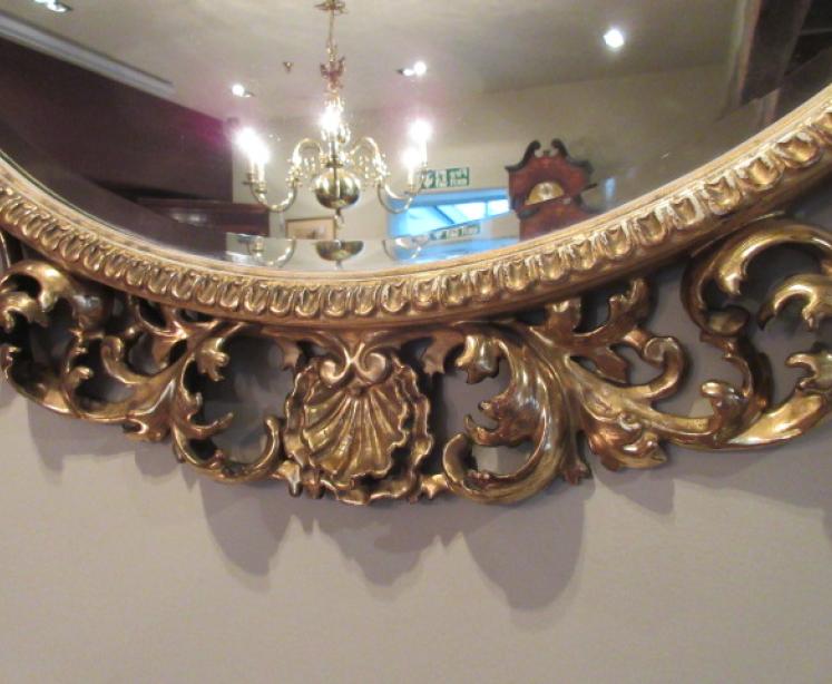 Superb Mid Victorian Oval Plaster Gilt Wall Mirror - Image 4