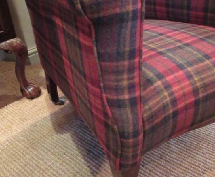 Well Shaped Victorian Upholstered Wing Armchair - Image 5