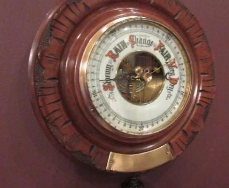 Small Victorian Walnut 'Pendant' Shaped Barometer - Image 2