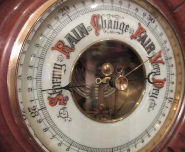 Small Victorian Walnut 'Pendant' Shaped Barometer - Image 5