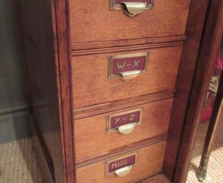 Unusual Victorian Polished Oak Tall Filing Cabinet - Image 4