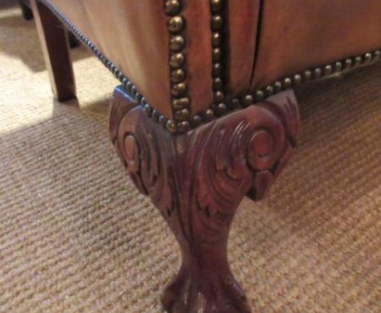 Edwardian Period Leather Chesterfield Sofa - Image 2