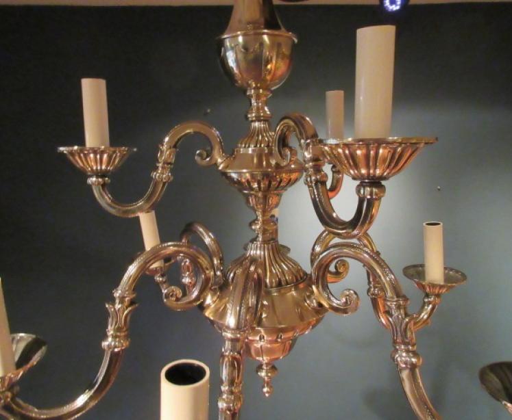 Superb Edwardian Period Bronze Two Tier Chandelier - Image 4