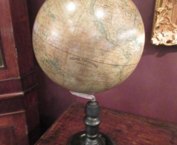 Antique French 10" Plaster Terrestrial Globe - Image 1