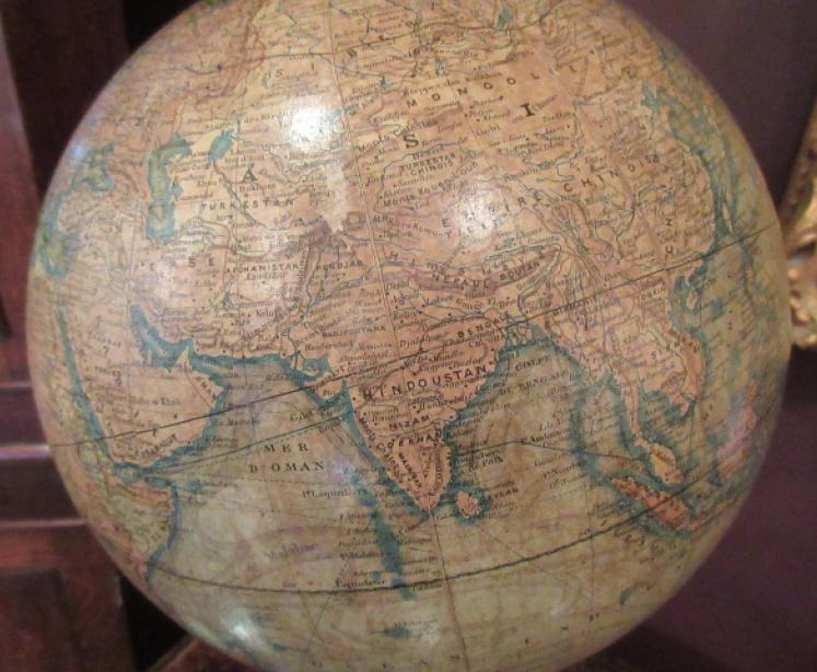 Antique French 10" Plaster Terrestrial Globe - Image 4