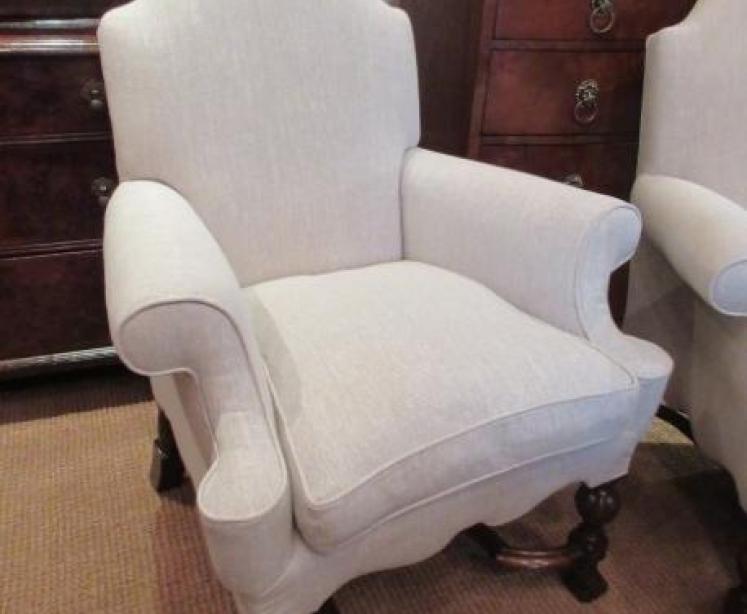 Fine Pair of Queen Anne Style Shaped Back Armchairs - Image 2