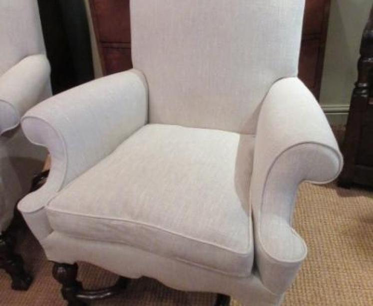 Fine Pair of Queen Anne Style Shaped Back Armchairs - Image 4